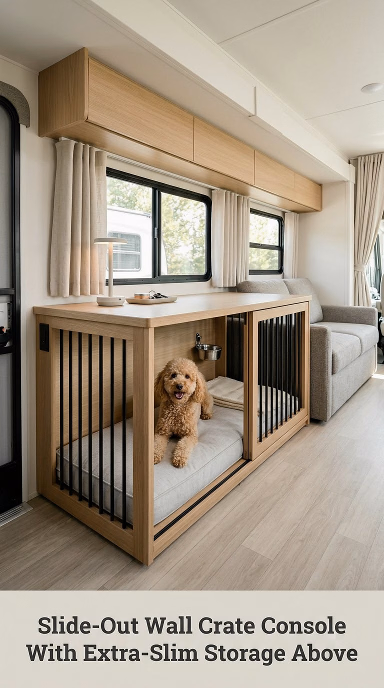 Slide-Out Wall Crate Console With Extra-Slim Storage Above