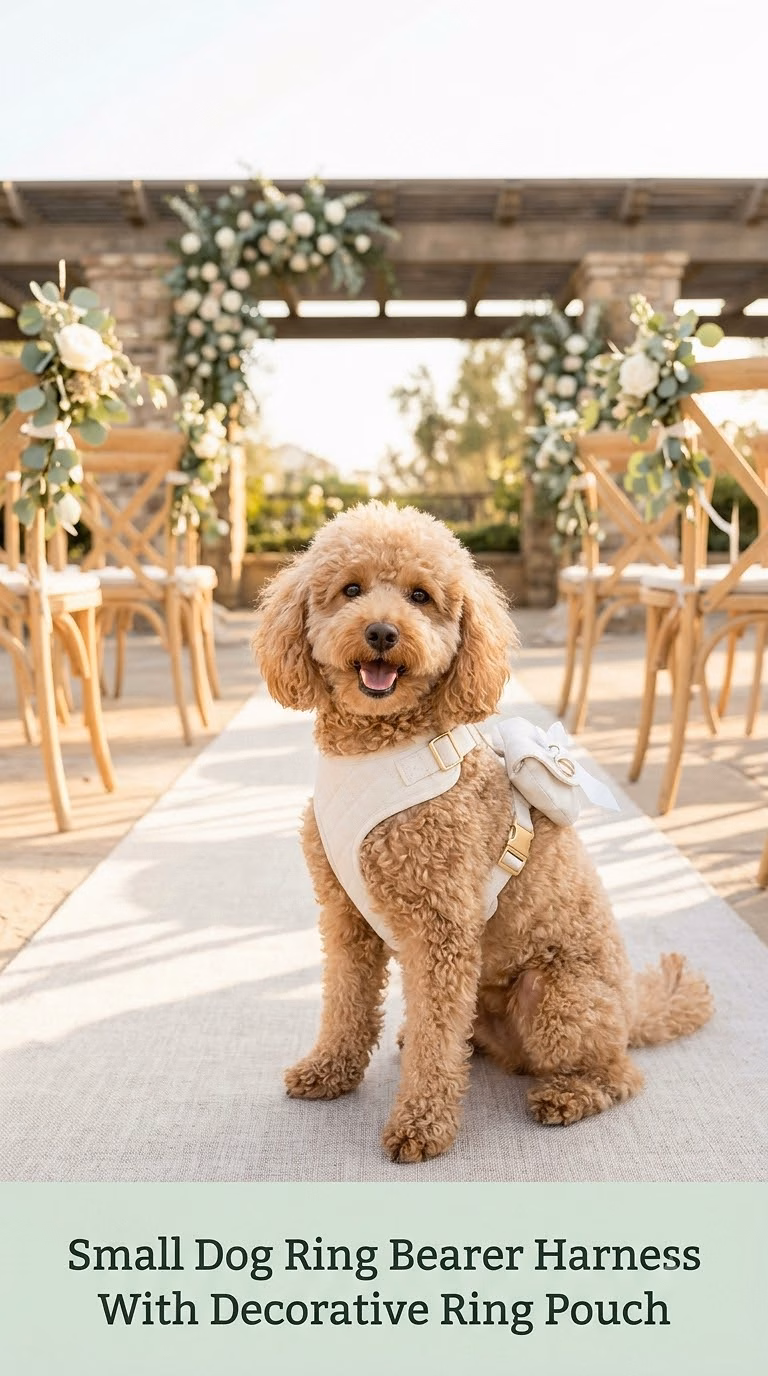 Small Dog Ring Bearer Harness With Decorative Ring Pouch