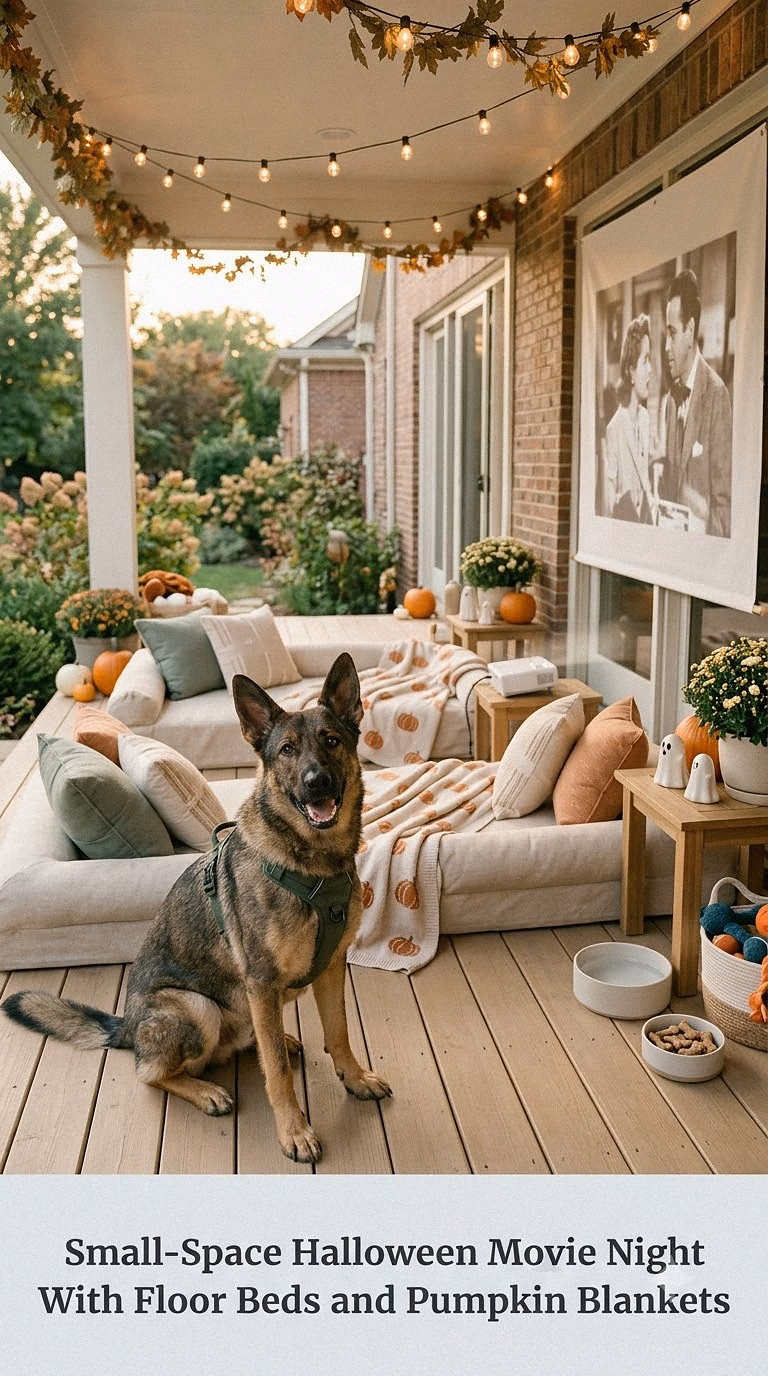 Small-Space Halloween Movie Night With Floor Beds and Pumpkin Blankets