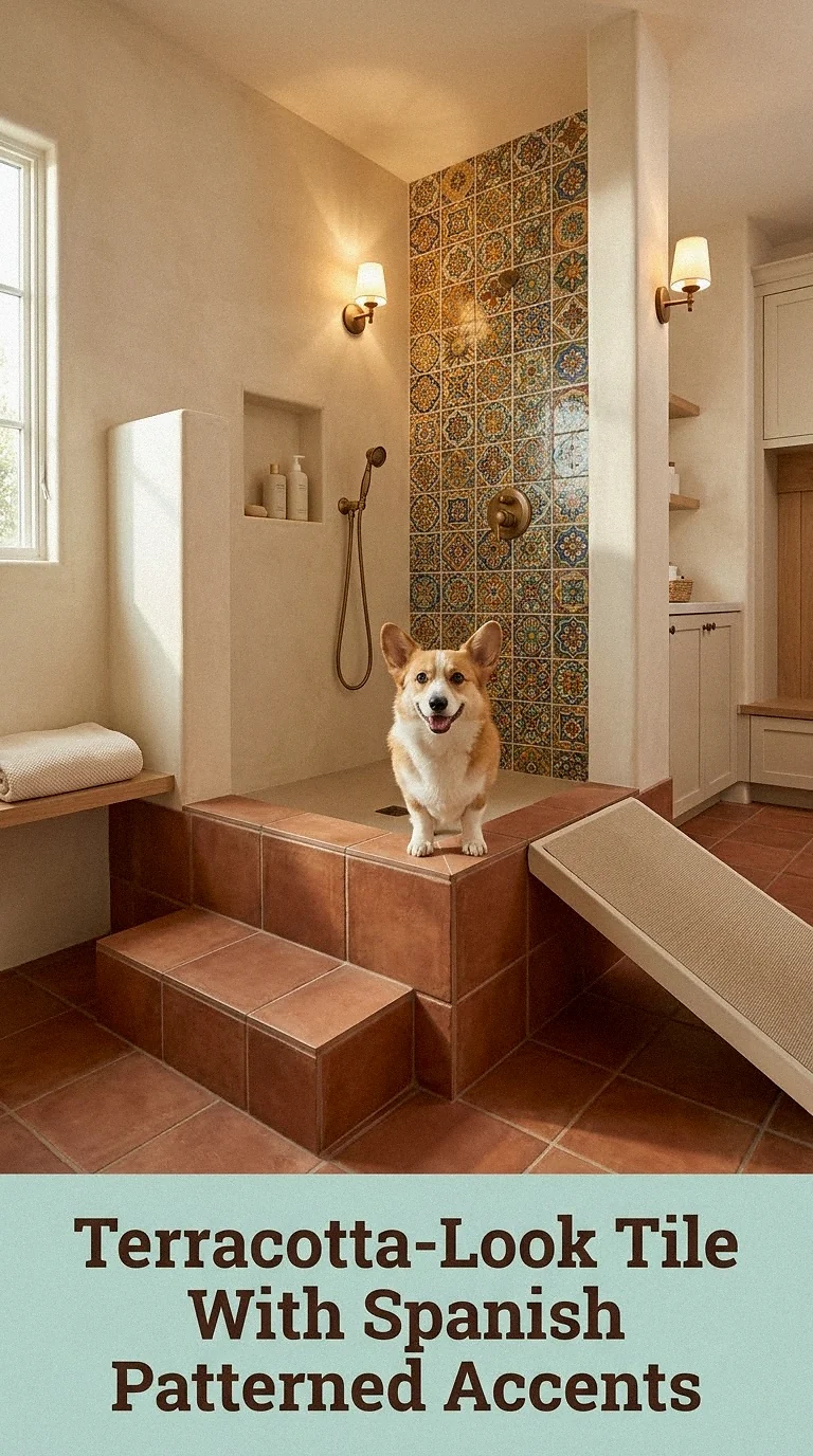 Terracotta-Look Tile With Spanish Patterned Accents