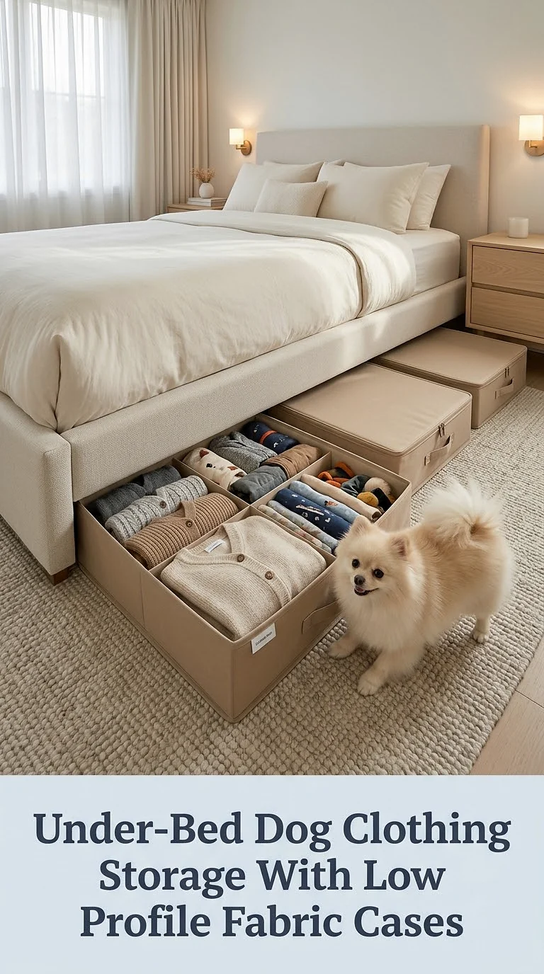 Under-Bed Dog Clothing Storage With Low Profile Fabric Cases