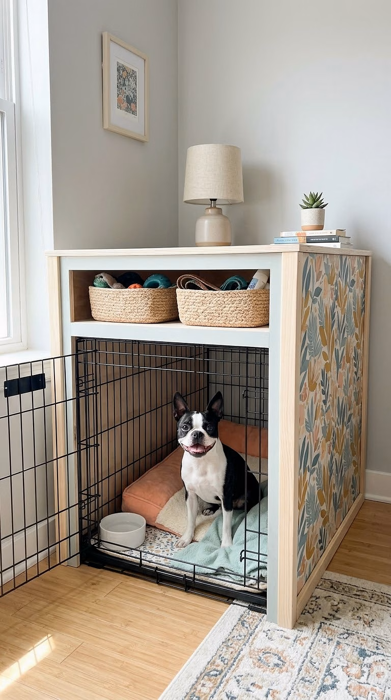 Wallpapered DIY Crate Surround for a Colorful Budget Makeover
