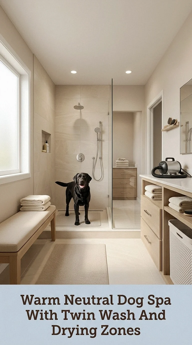 Warm Neutral Dog Spa With Twin Wash And Drying Zones