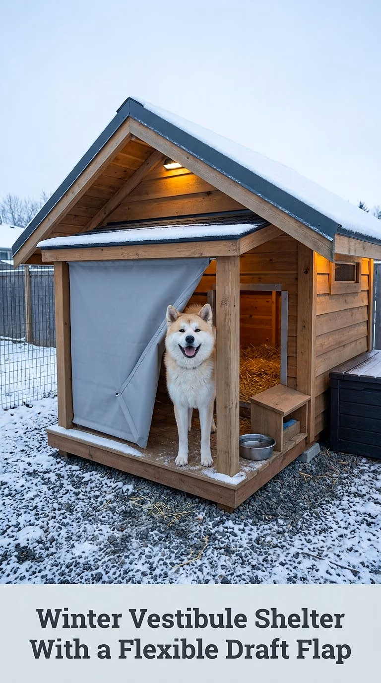 Winter Vestibule Shelter With a Flexible Draft Flap