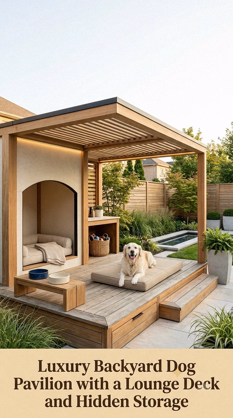 17. Luxury Backyard Dog Pavilion With a Lounge Deck and Hidden Storage