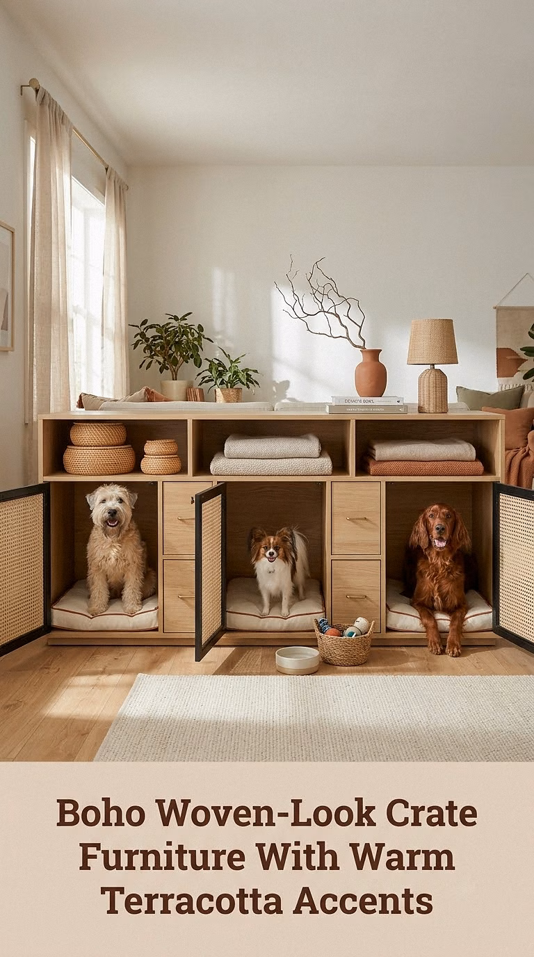 Boho Woven-Look Crate Furniture With Warm Terracotta Accents