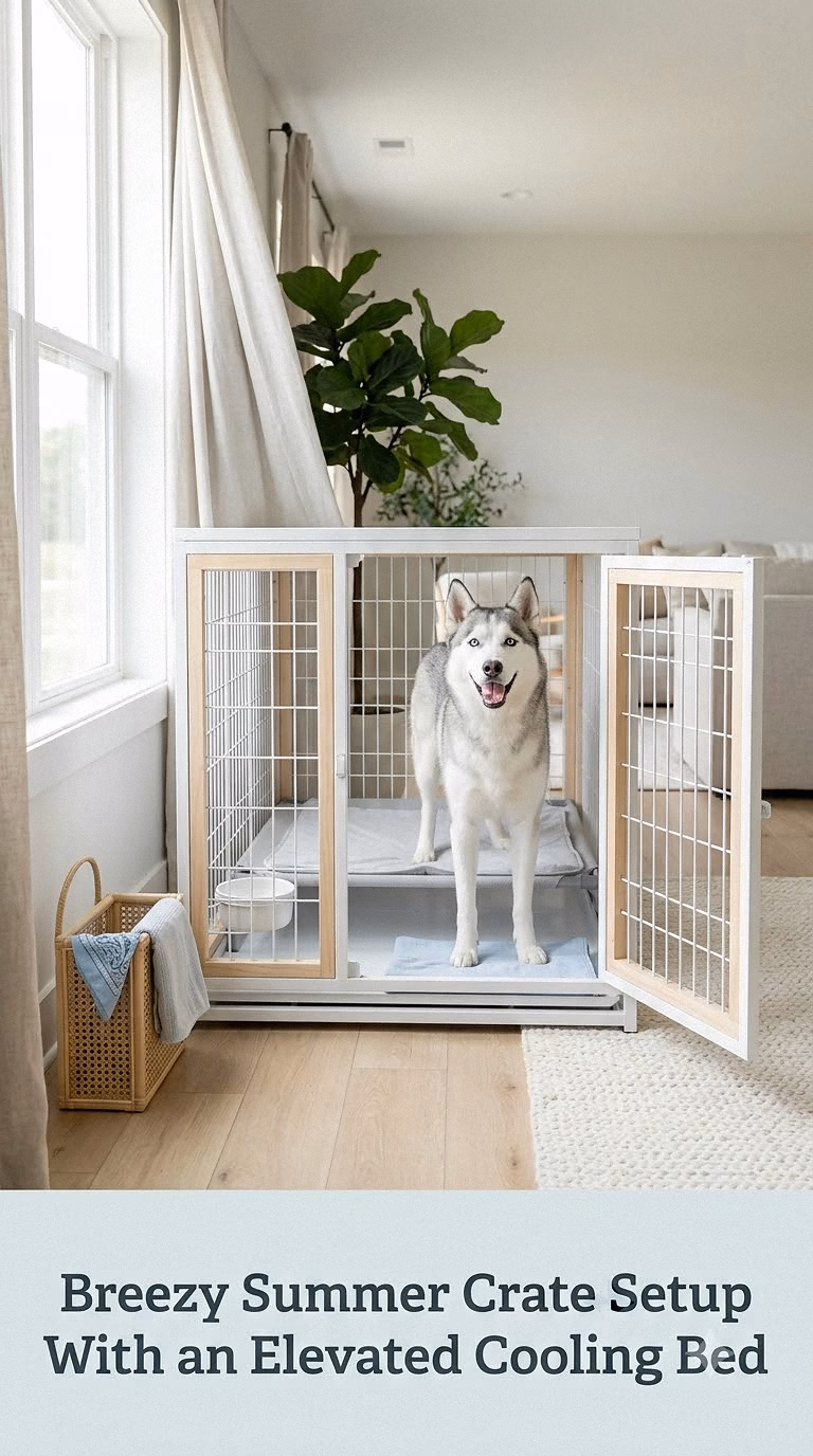 Breezy Summer Crate Setup With an Elevated Cooling Bed