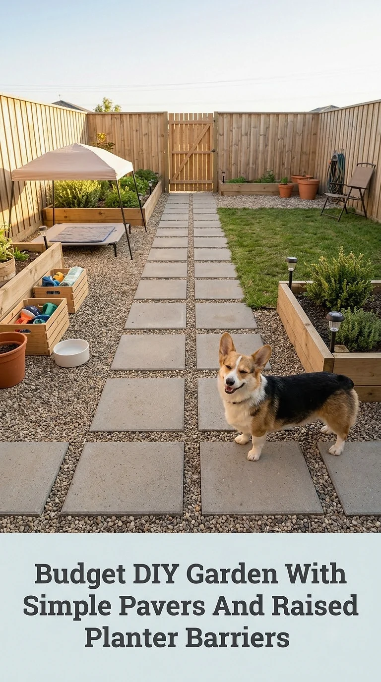 Budget DIY Garden With Simple Pavers And Raised Planter Barriers