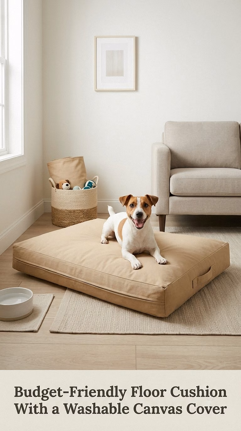 Budget-Friendly Floor Cushion With a Washable Canvas Cover