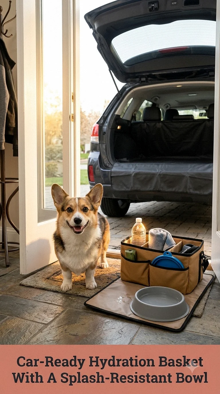 Car-Ready Hydration Basket With A Splash-Resistant Bowl