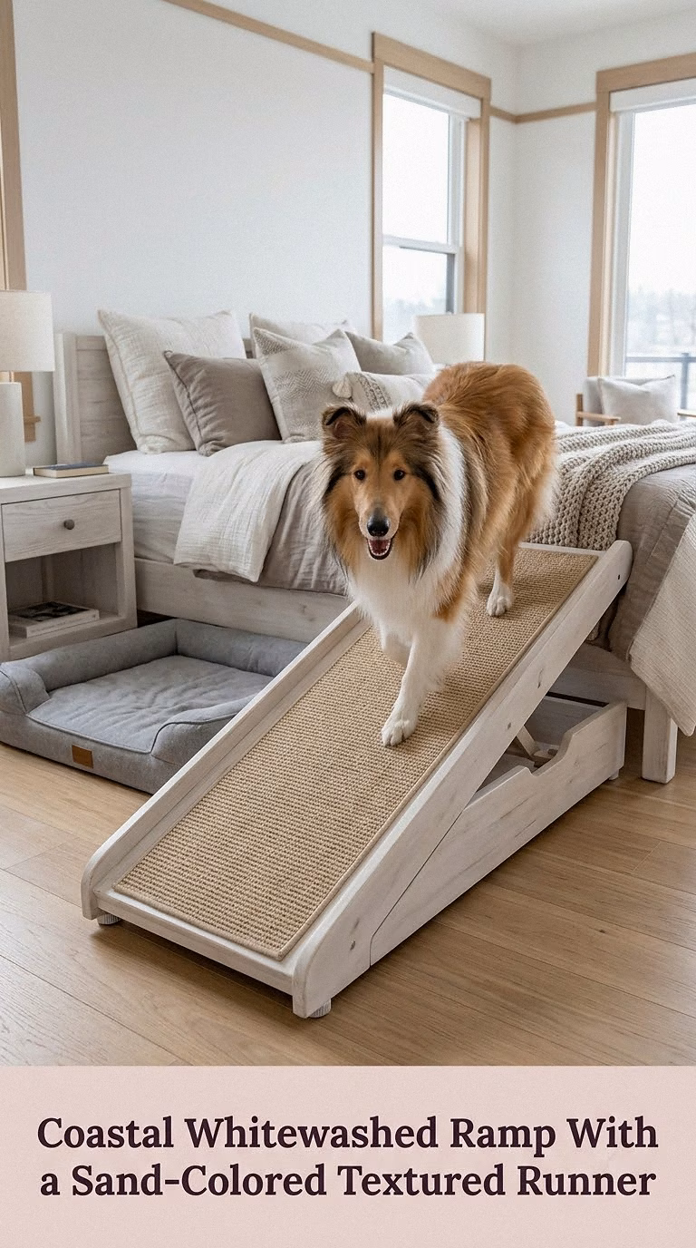Coastal Whitewashed Ramp With a Sand-Colored Textured Runner