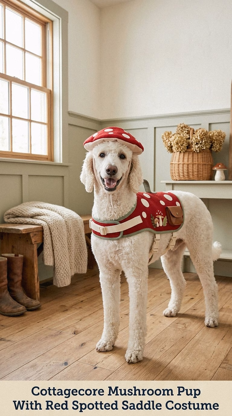 Cottagecore Mushroom Pup With Red Spotted Saddle Costume