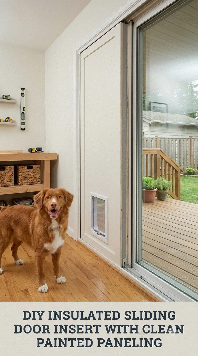 DIY Insulated Sliding Door Insert With Clean Painted Paneling