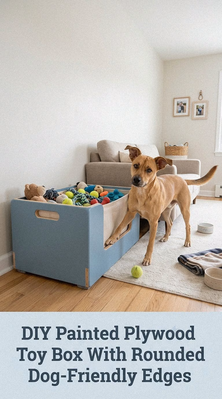 DIY Painted Plywood Toy Box With Rounded Dog-Friendly Edges