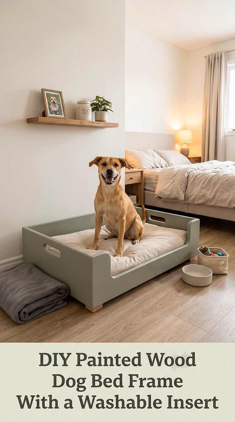 DIY Painted Wood Dog Bed Frame With a Washable Insert