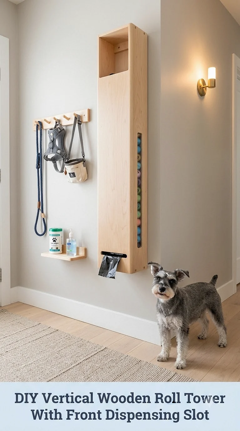 DIY Vertical Wooden Roll Tower With Front Dispensing Slot