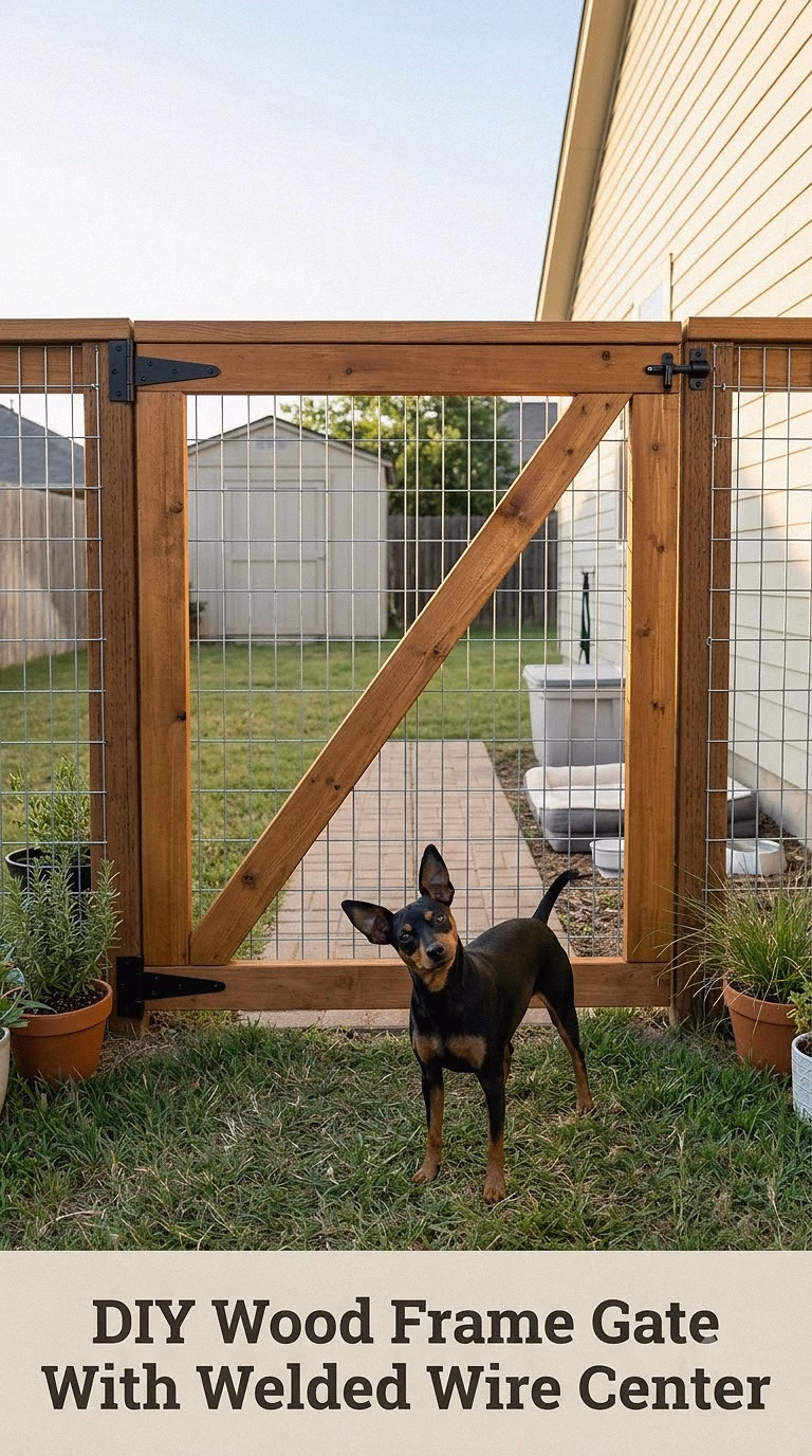 DIY Wood Frame Gate With Welded Wire Center