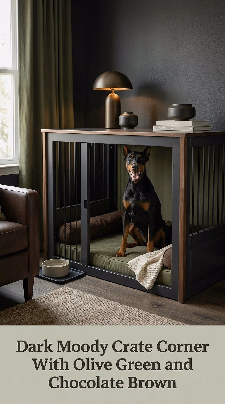 Dark Moody Crate Corner With Olive Green and Chocolate Brown
