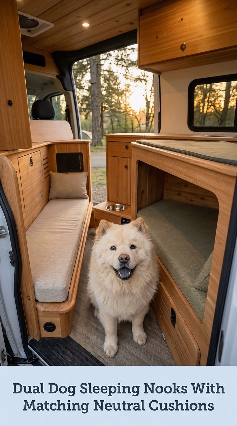 Dual Dog Sleeping Nooks With Matching Neutral Cushions