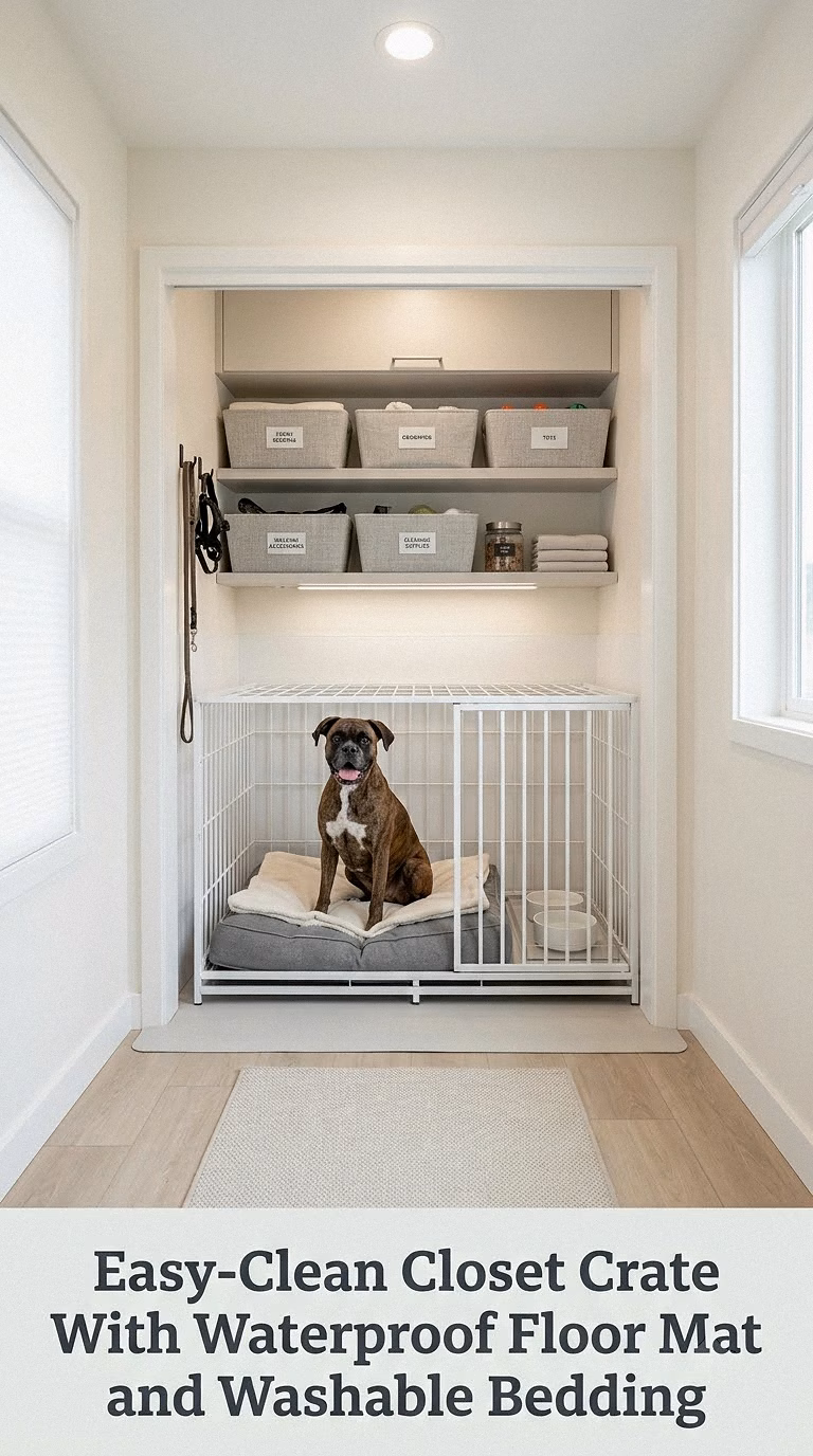 Easy-Clean Closet Crate With Waterproof Floor Mat and Washable Bedding