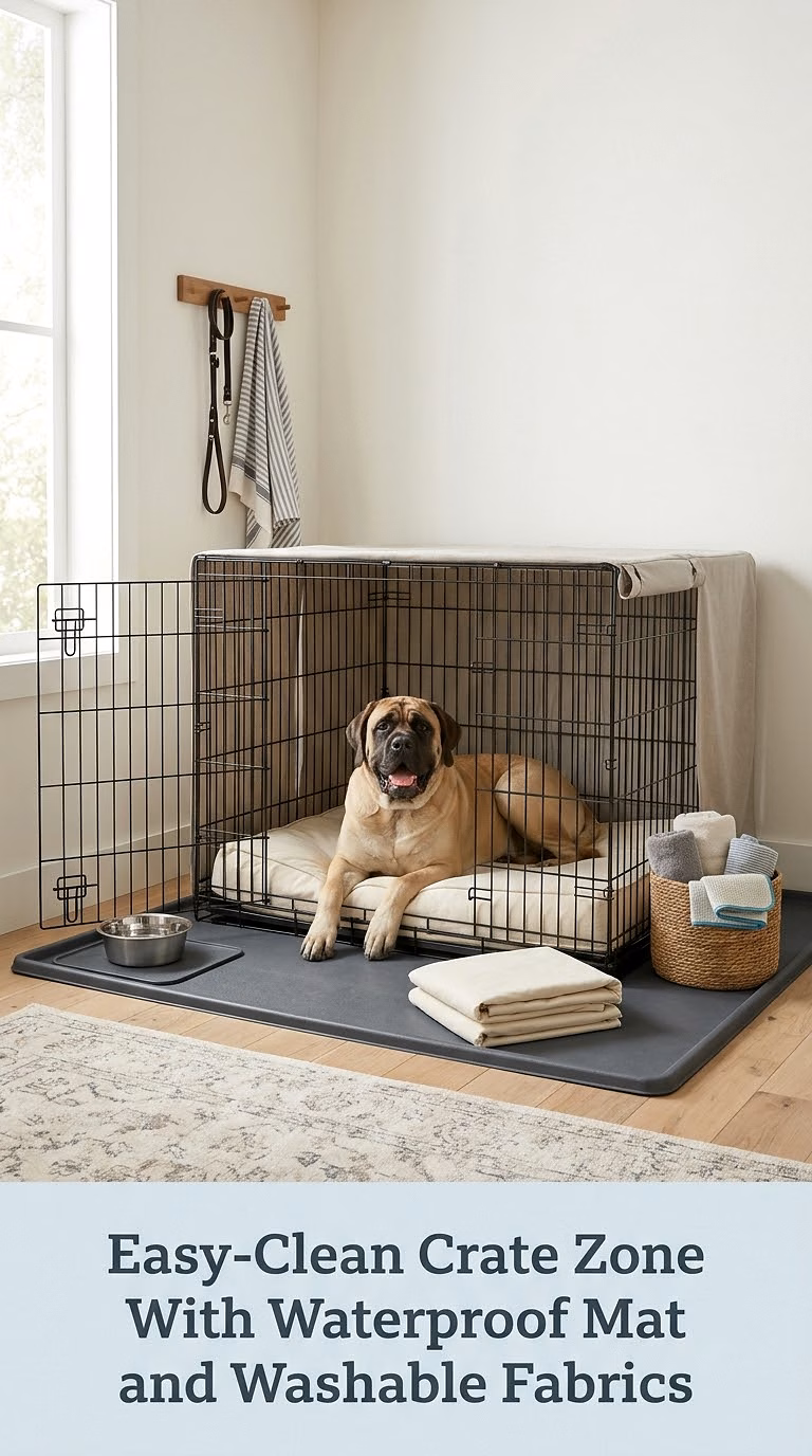 Easy-Clean Crate Zone With Waterproof Mat and Washable Fabrics