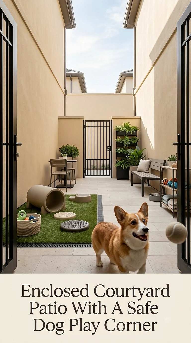 Enclosed Courtyard Patio With A Safe Dog Play Corner