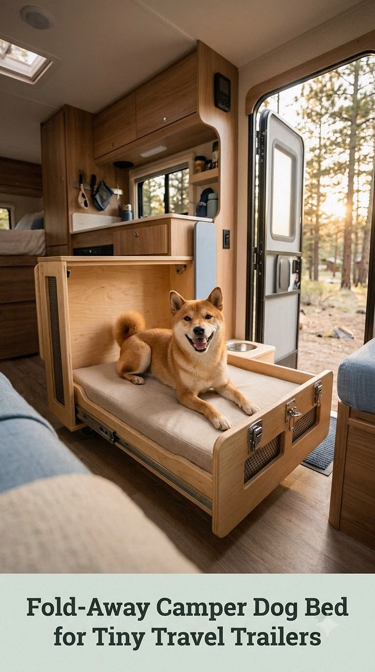 Fold-Away Camper Dog Bed for Tiny Travel Trailers