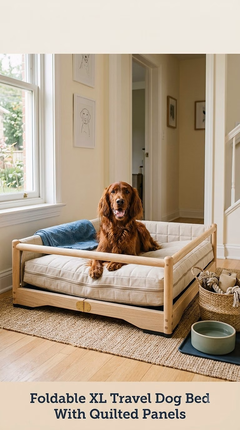 Foldable XL Travel Dog Bed With Quilted Panels