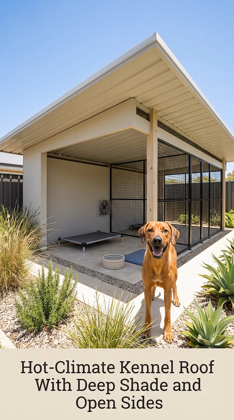 Hot-Climate Kennel Roof With Deep Shade and Open Sides