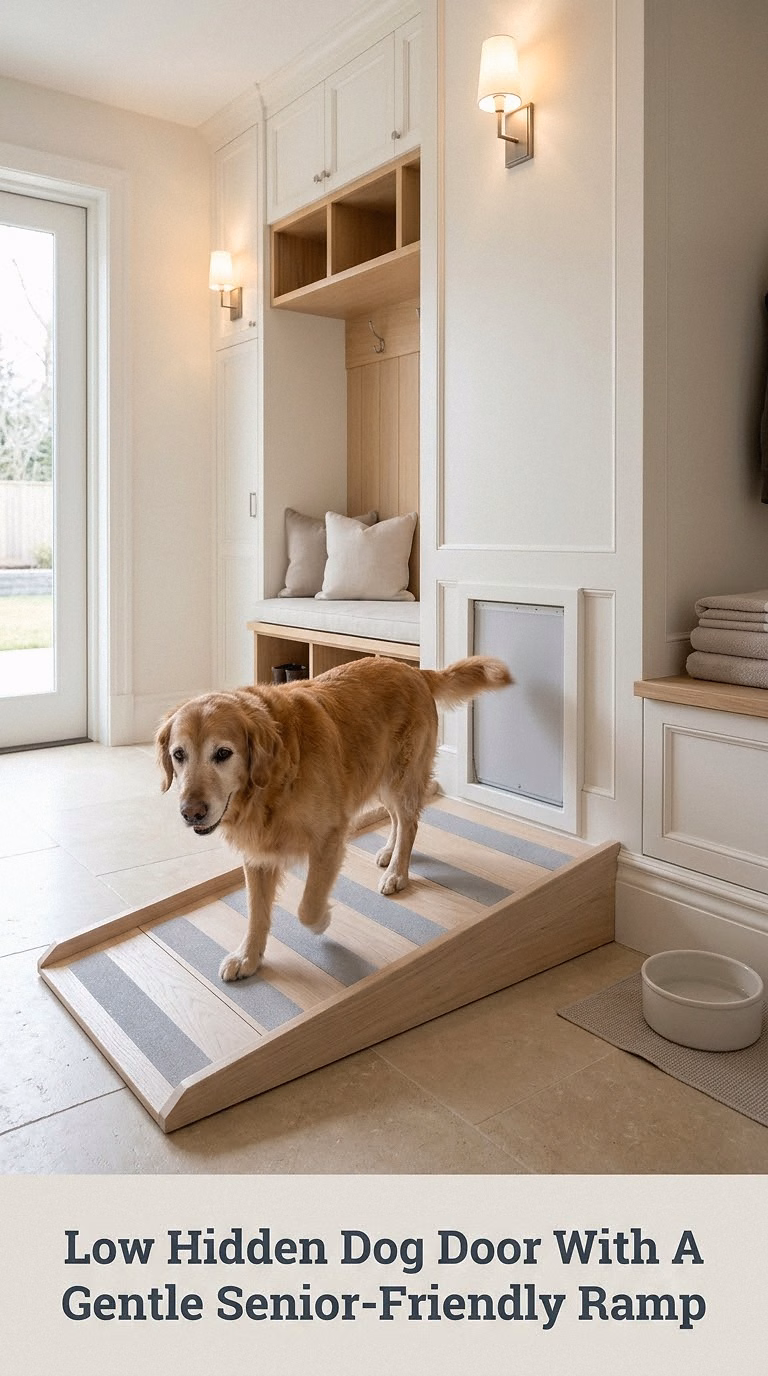 Low Hidden Dog Door With A Gentle Senior-Friendly Ramp