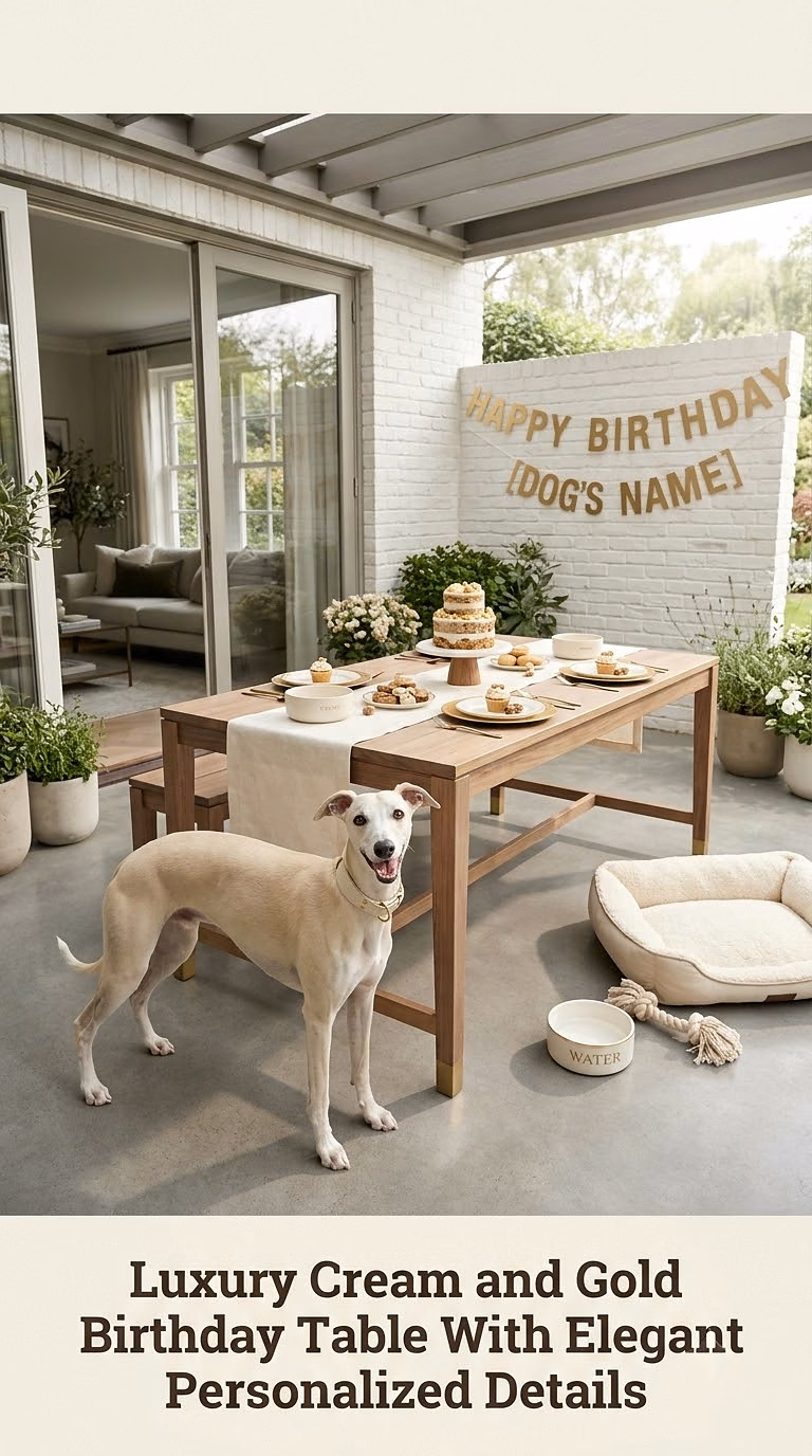 Luxury Cream and Gold Birthday Table With Elegant Personalized Details