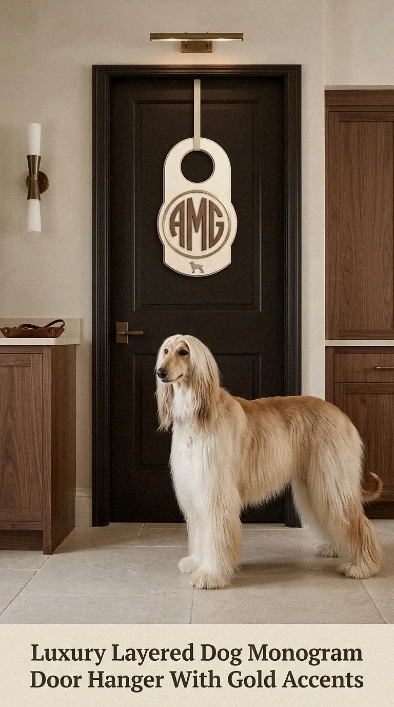 Luxury Layered Dog Monogram Door Hanger With Gold Accents