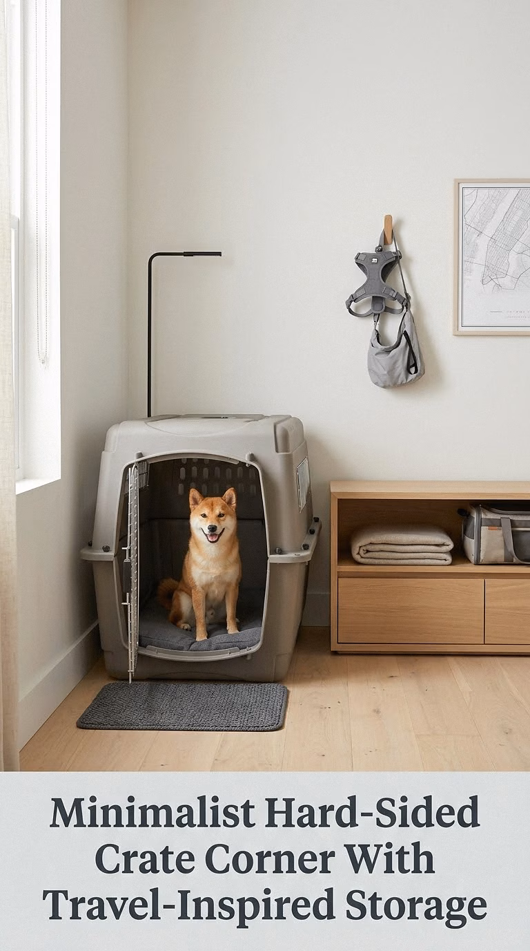 Minimalist Hard-Sided Crate Corner With Travel-Inspired Storage