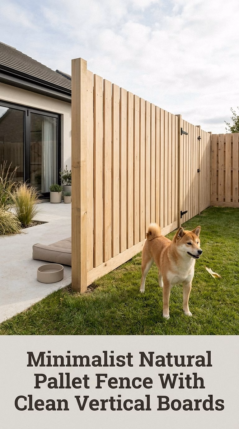 Minimalist Natural Pallet Fence With Clean Vertical Boards
