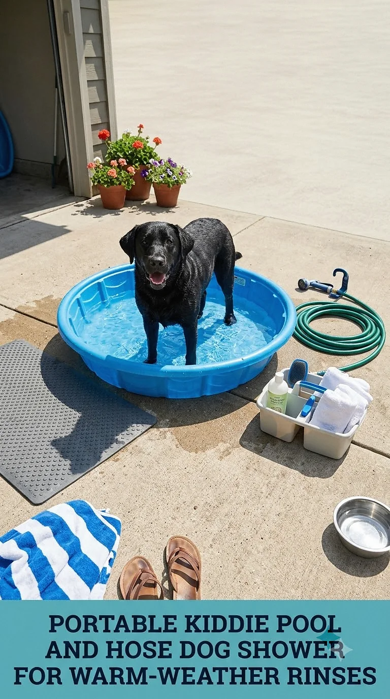 Portable Kiddie Pool And Hose Dog Shower For Warm-Weather Rinses