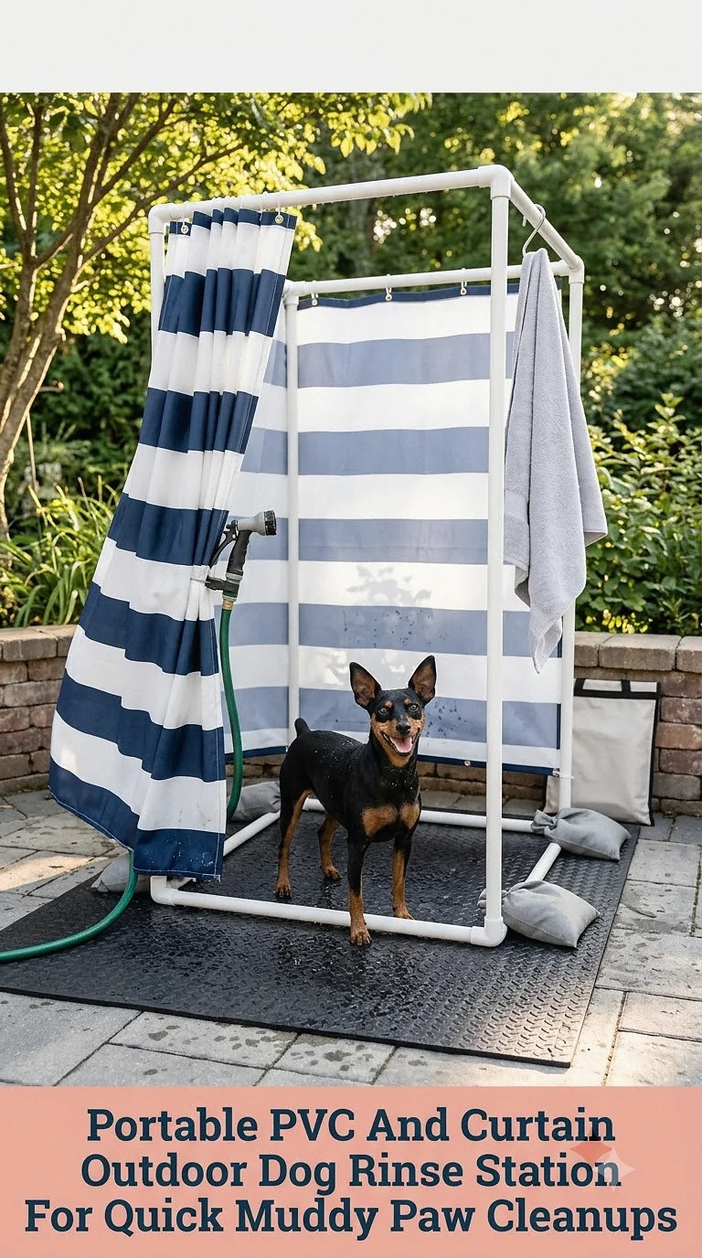 Portable PVC And Curtain Outdoor Dog Rinse Station For Quick Muddy Paw Cleanups