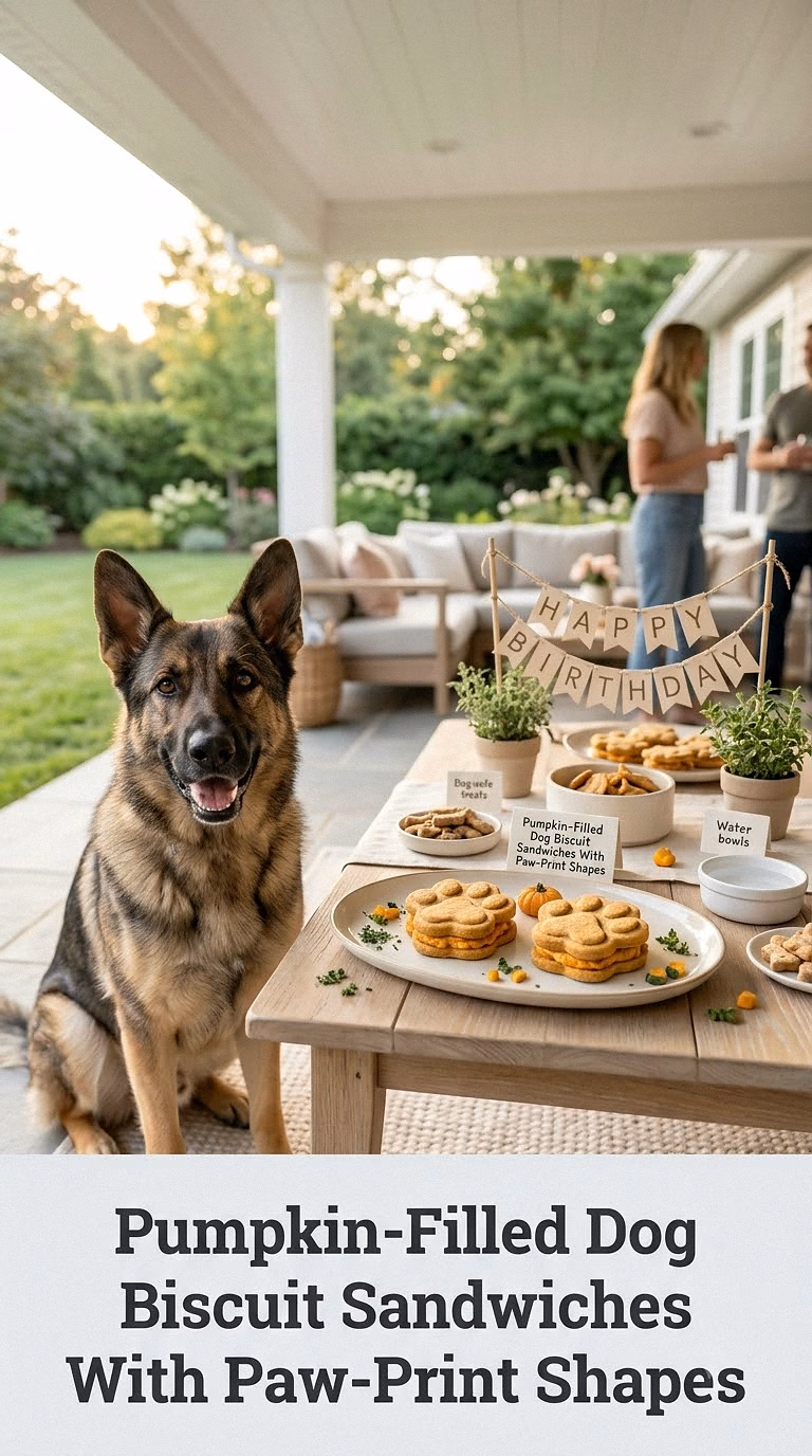 Pumpkin-Filled Dog Biscuit Sandwiches With Paw-Print Shapes