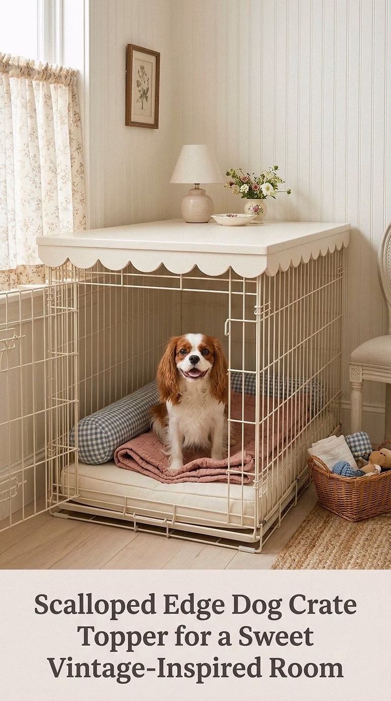 Scalloped Edge Dog Crate Topper for a Sweet Vintage-Inspired Room