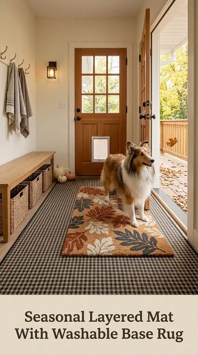 Seasonal Layered Mat With Washable Base Rug