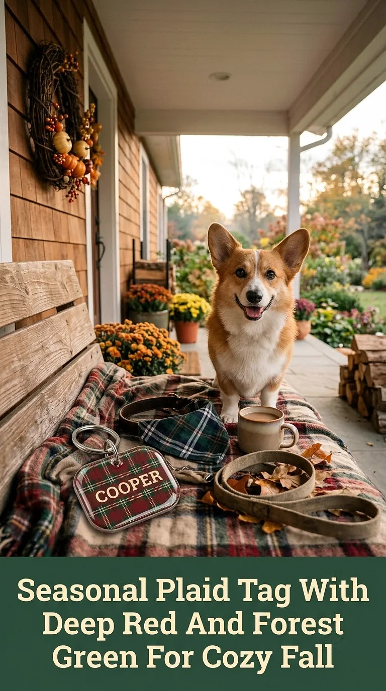 Seasonal Plaid Tag With Deep Red And Forest Green For Cozy Fall