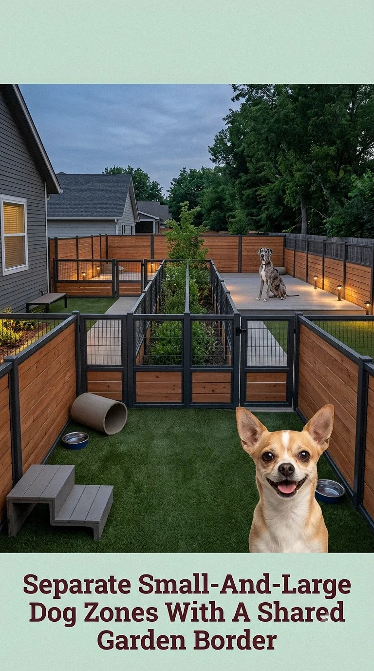 Separate Small-And-Large Dog Zones With A Shared Garden Border