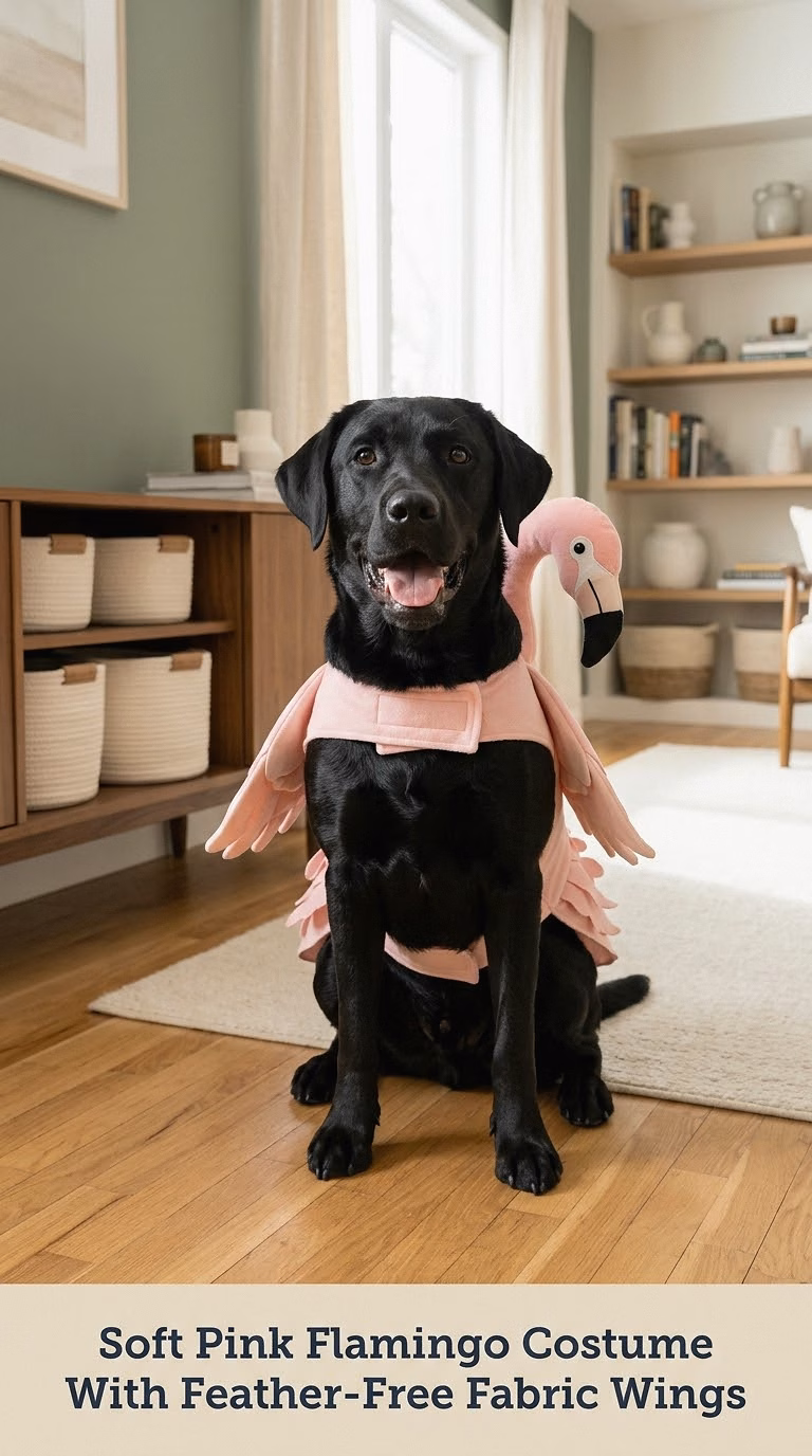 Soft Pink Flamingo Costume With Feather-Free Fabric Wings