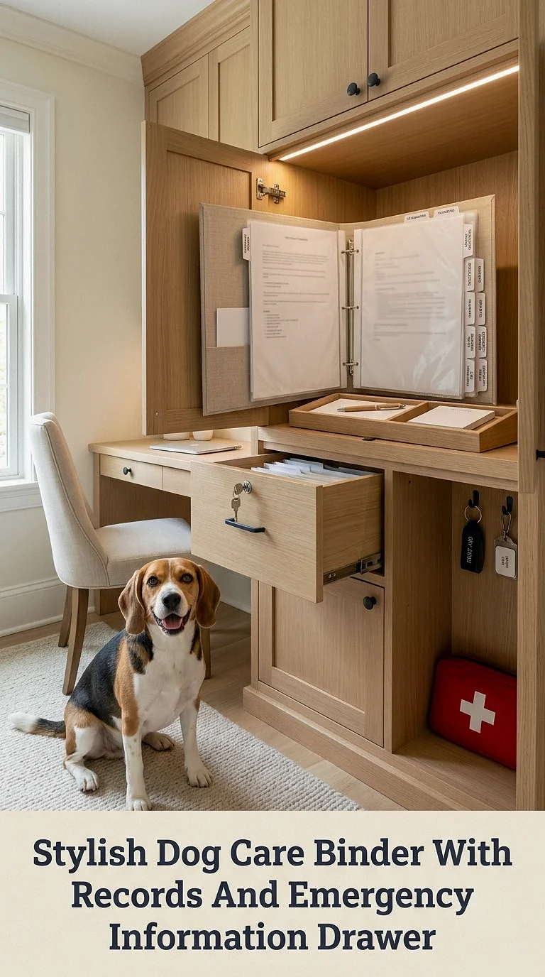 Stylish Dog Care Binder With Records And Emergency Information Drawer
