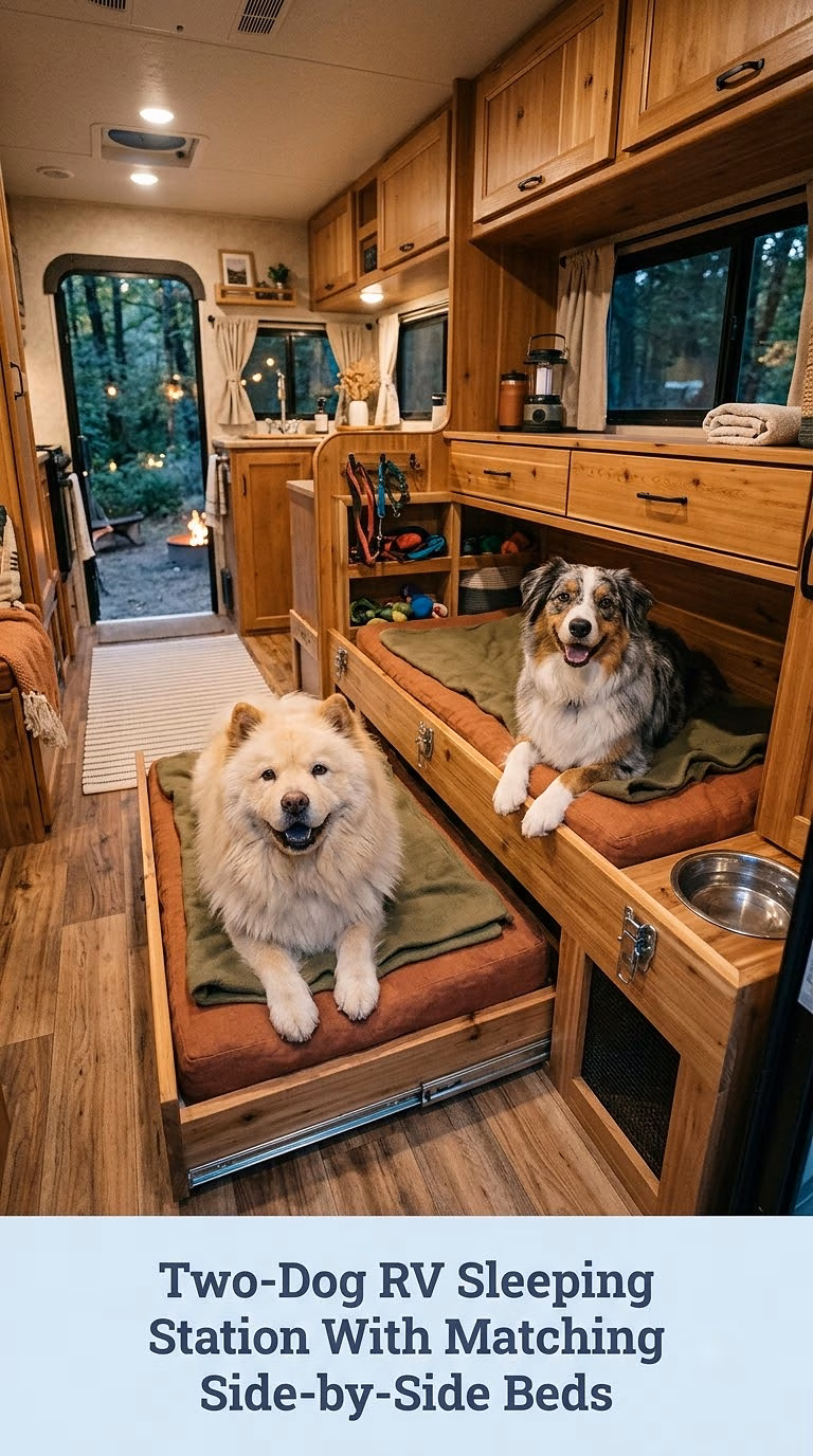 Two-Dog RV Sleeping Station With Matching Side-by-Side Beds
