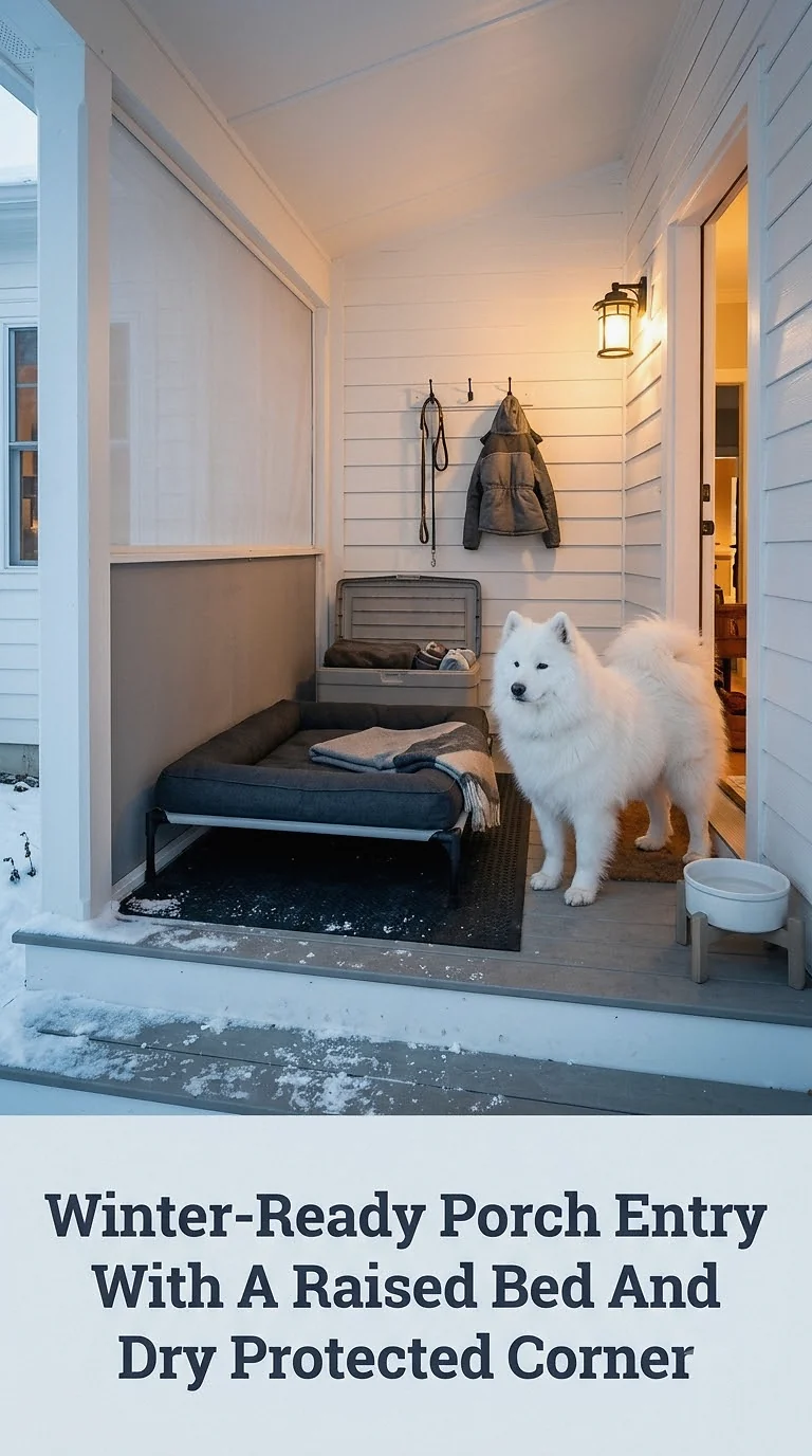 Winter-Ready Porch Entry With A Raised Bed And Dry Protected Corner