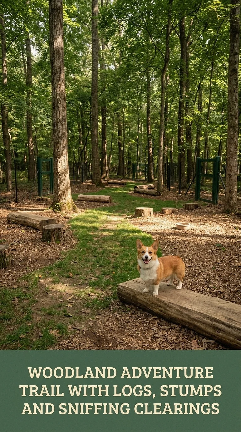 Woodland Adventure Trail With Logs, Stumps And Sniffing Clearings