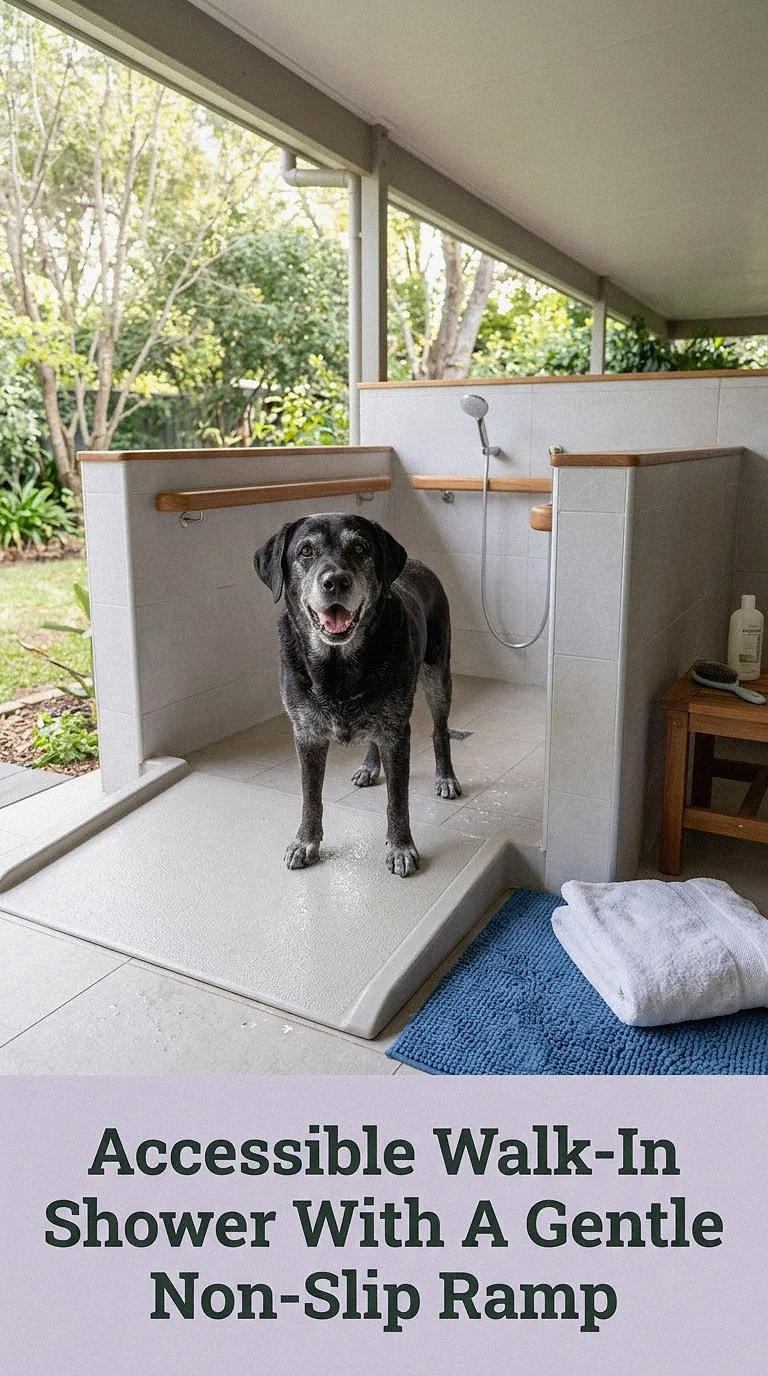 Accessible Walk-In Shower With A Gentle Non-Slip Ramp