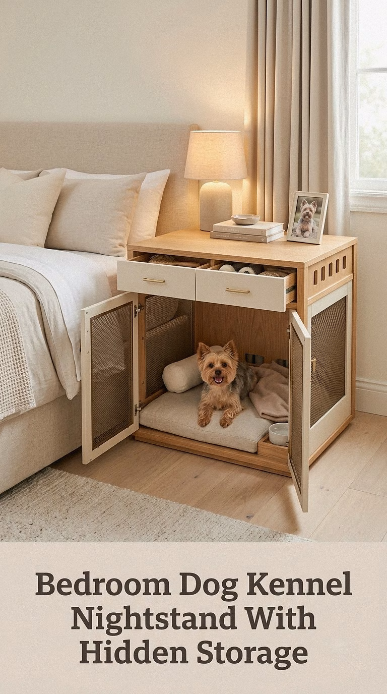 Bedroom Dog Kennel Nightstand With Hidden Storage