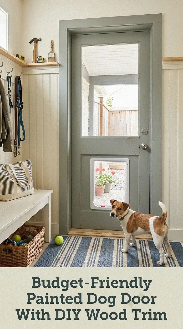 Budget-Friendly Painted Dog Door With DIY Wood Trim