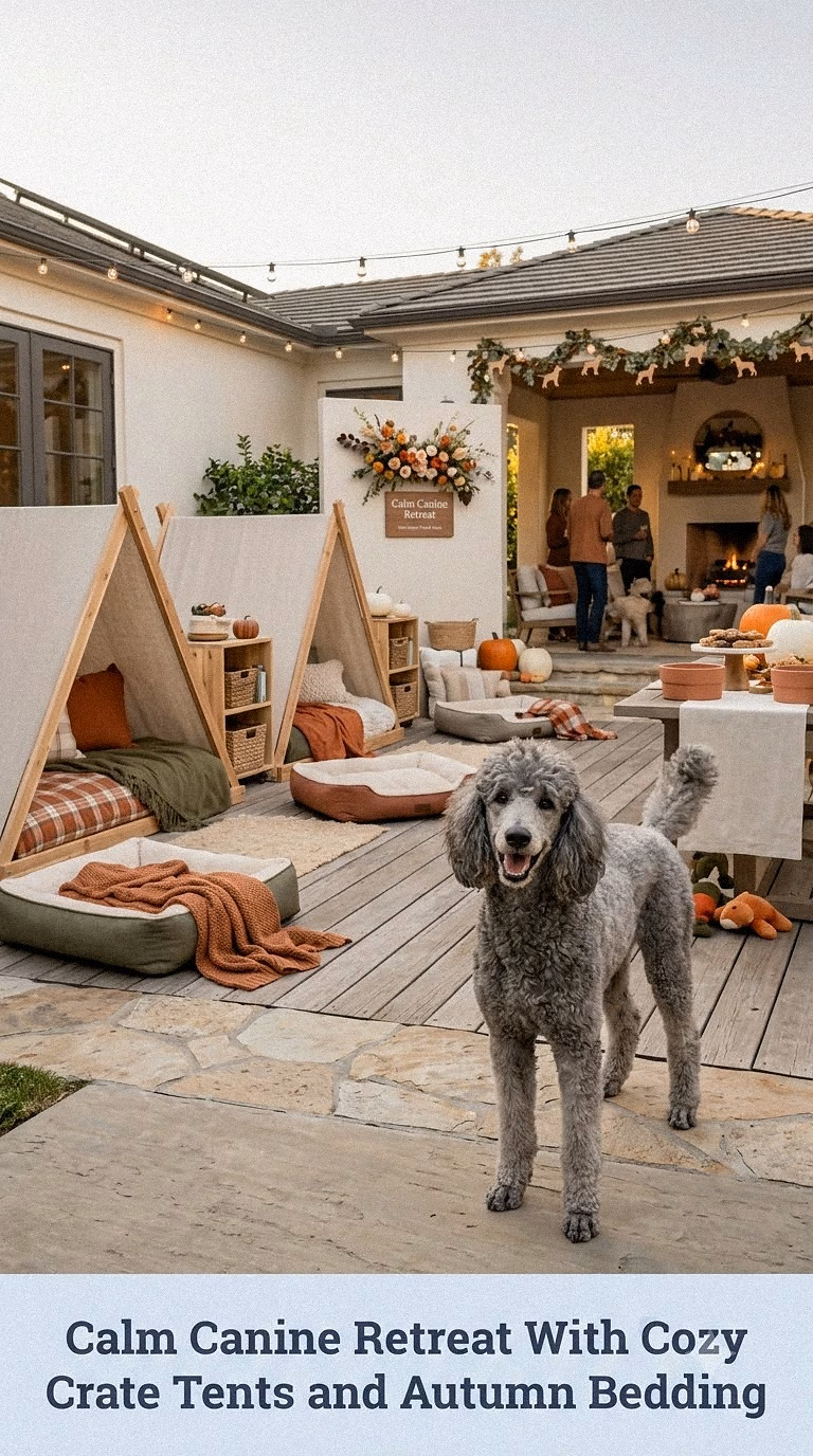 Calm Canine Retreat With Cozy Crate Tents and Autumn Bedding